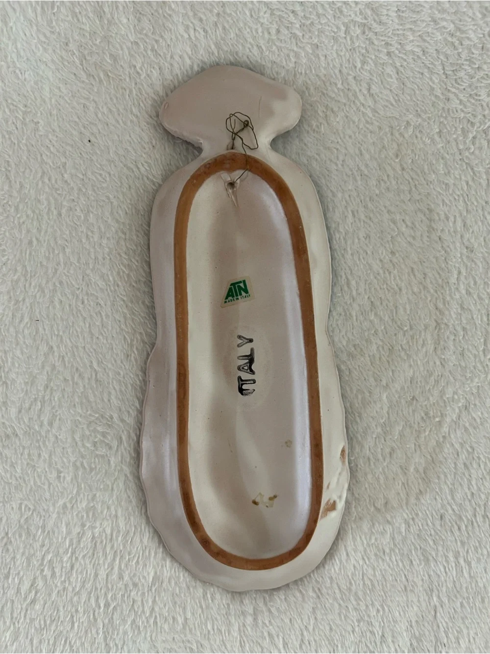 Italy ATN Spoon Rest Hand Painted Wall Hanging Italy Woman Fork Spoon Cottage